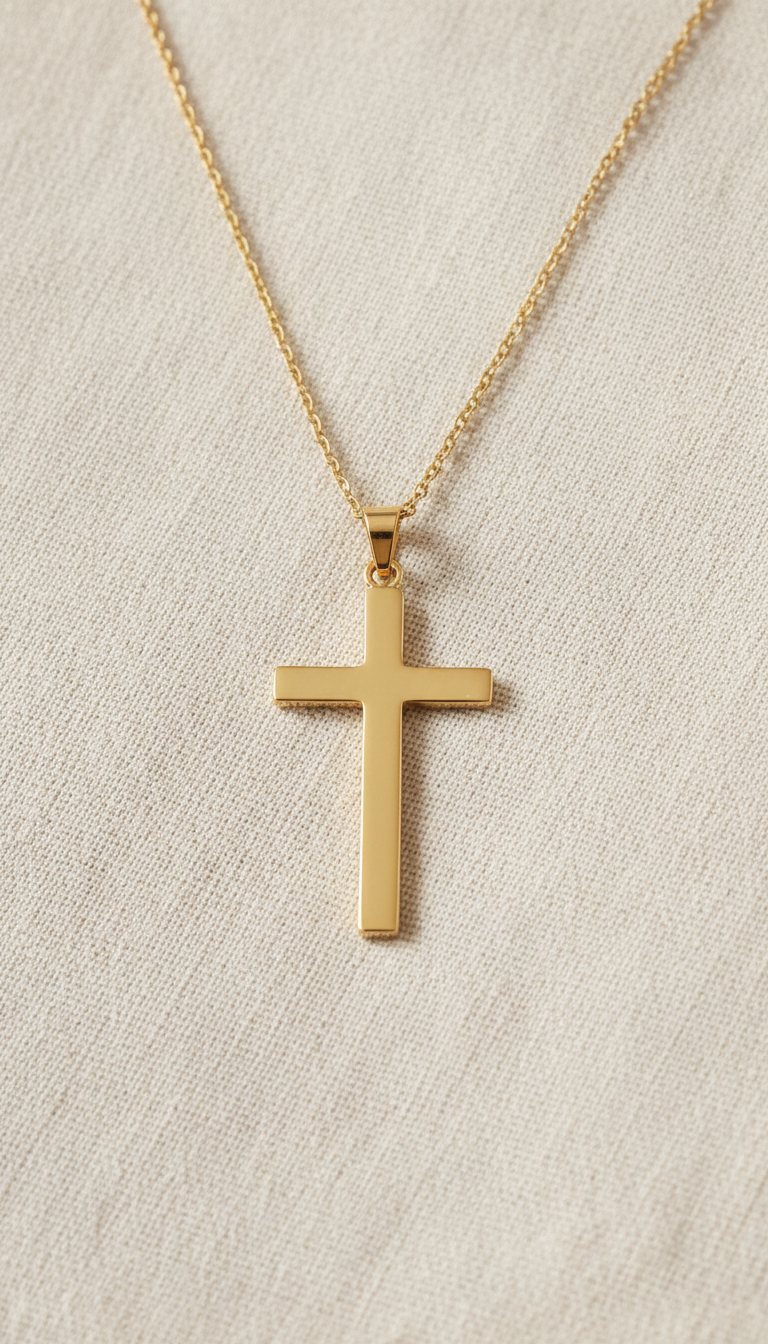 Collar cruz en plata mate